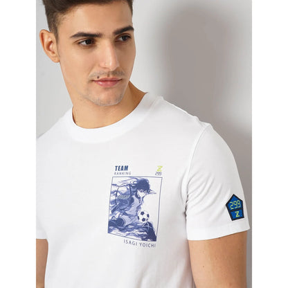 Blue Lock - White Printed Cotton T-shirt