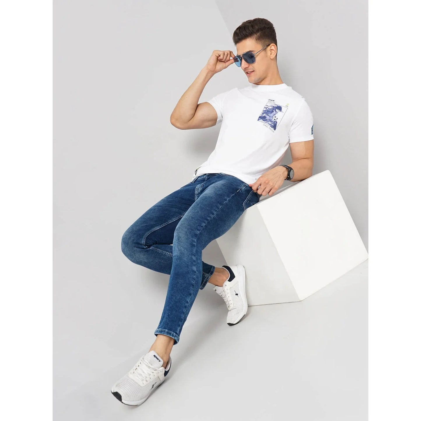 Blue Lock - White Printed Cotton T-shirt