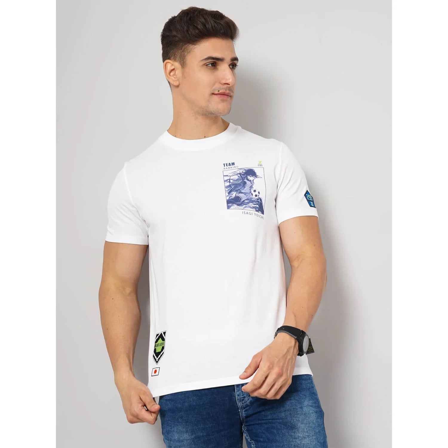 Blue Lock - White Printed Cotton T-shirt