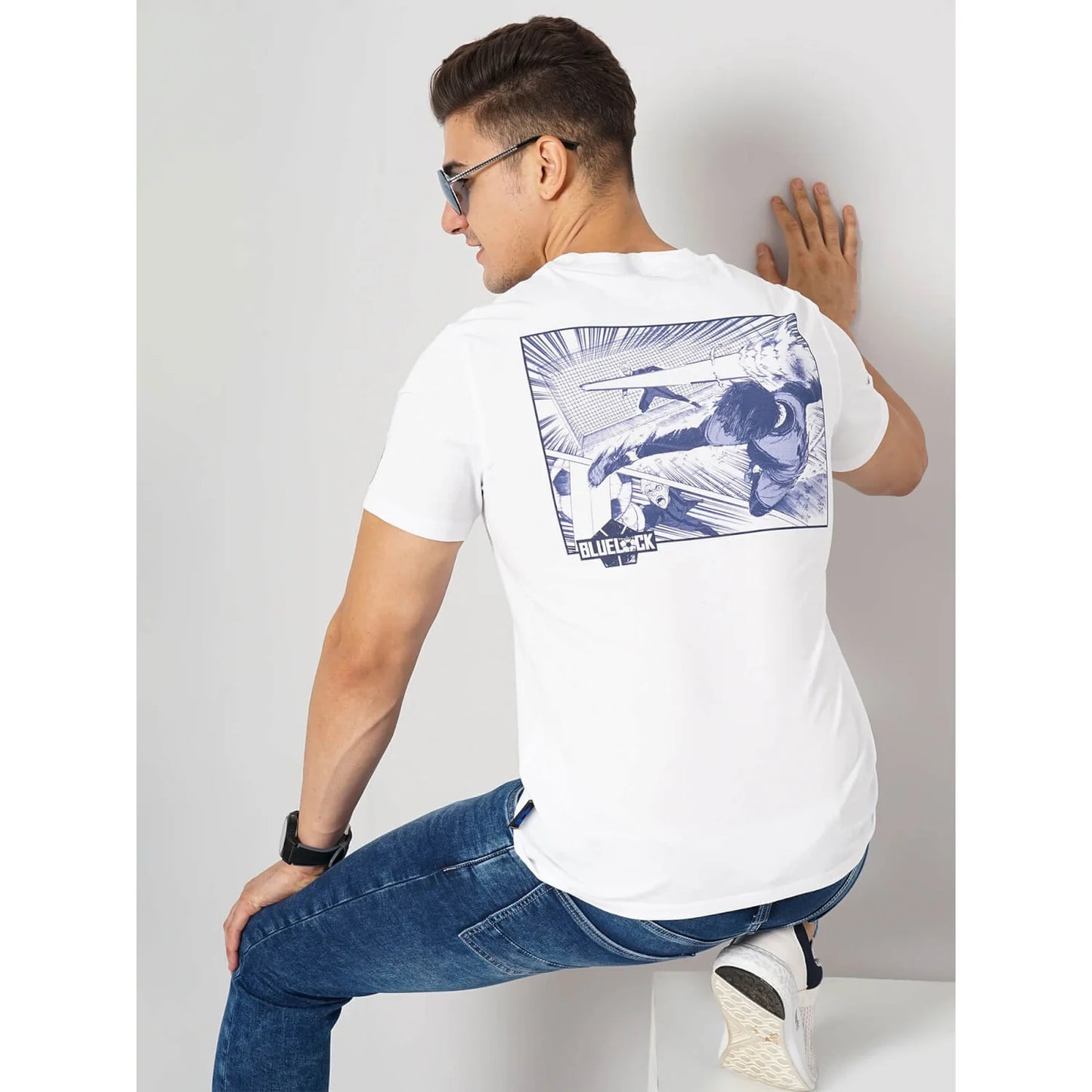 Blue Lock - White Printed Cotton T-shirt