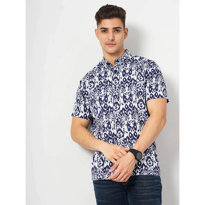 Celio* Paisley Regular Fit Cotton Blue Shirt