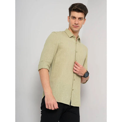 Cream Solid Cotton Shirt