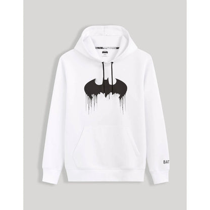 Batman - Optical White Printed Hooded Sweatshirt