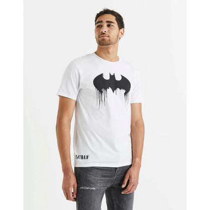 Batman White Printed Regular Fit Casual T-Shirt