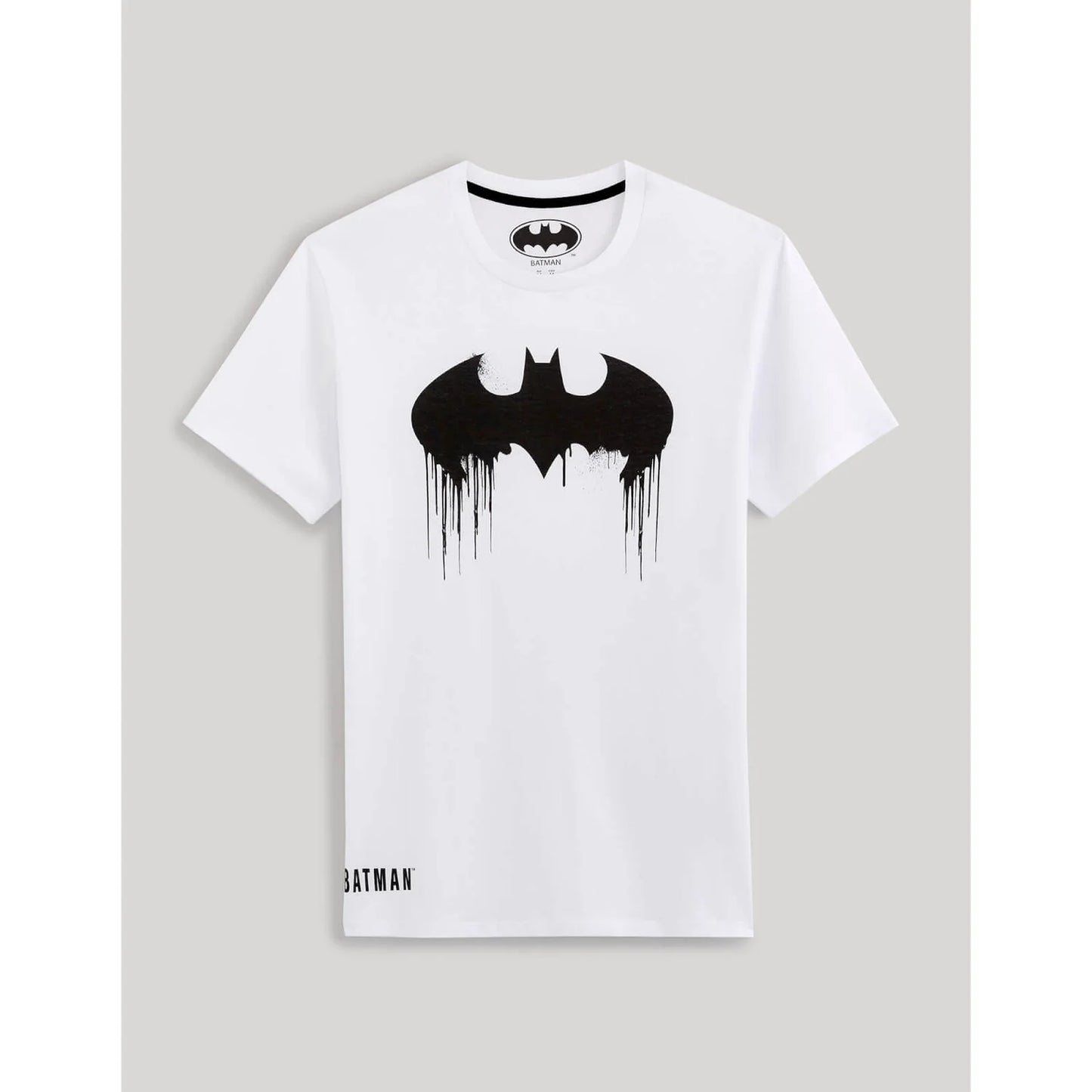 Batman White Printed Regular Fit Casual T-Shirt