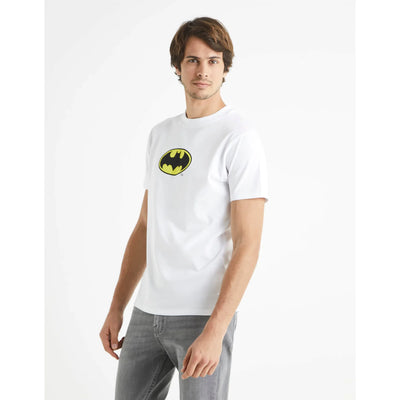 Celio* Batman Regular Fit Cotton White T-Shirt