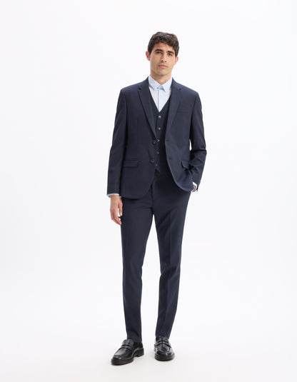 Celio* Men Blue Solid Regular Fit Polyester Blend Waistcoat