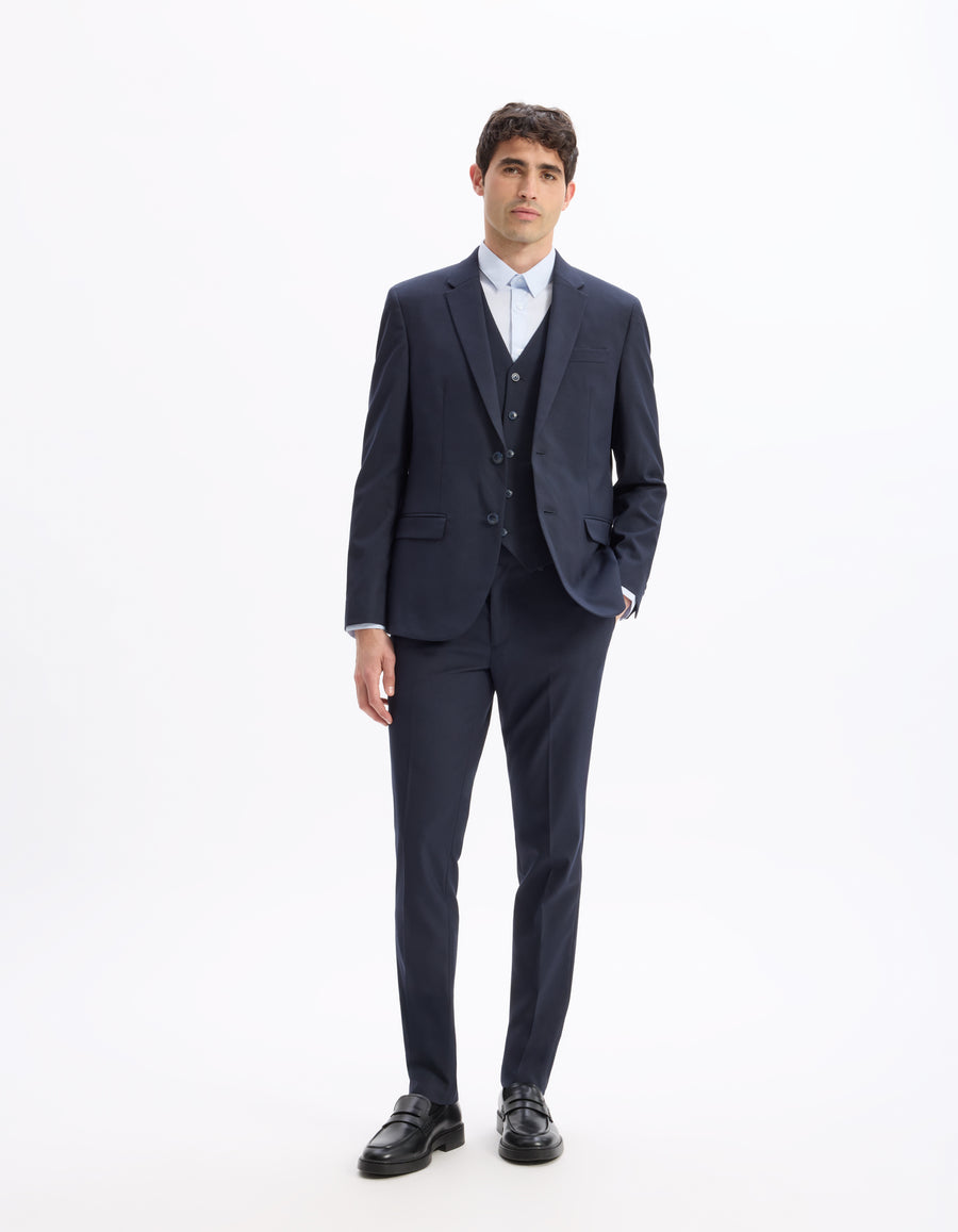 Celio* Men Blue Solid Regular Fit Polyester Blend Waistcoat