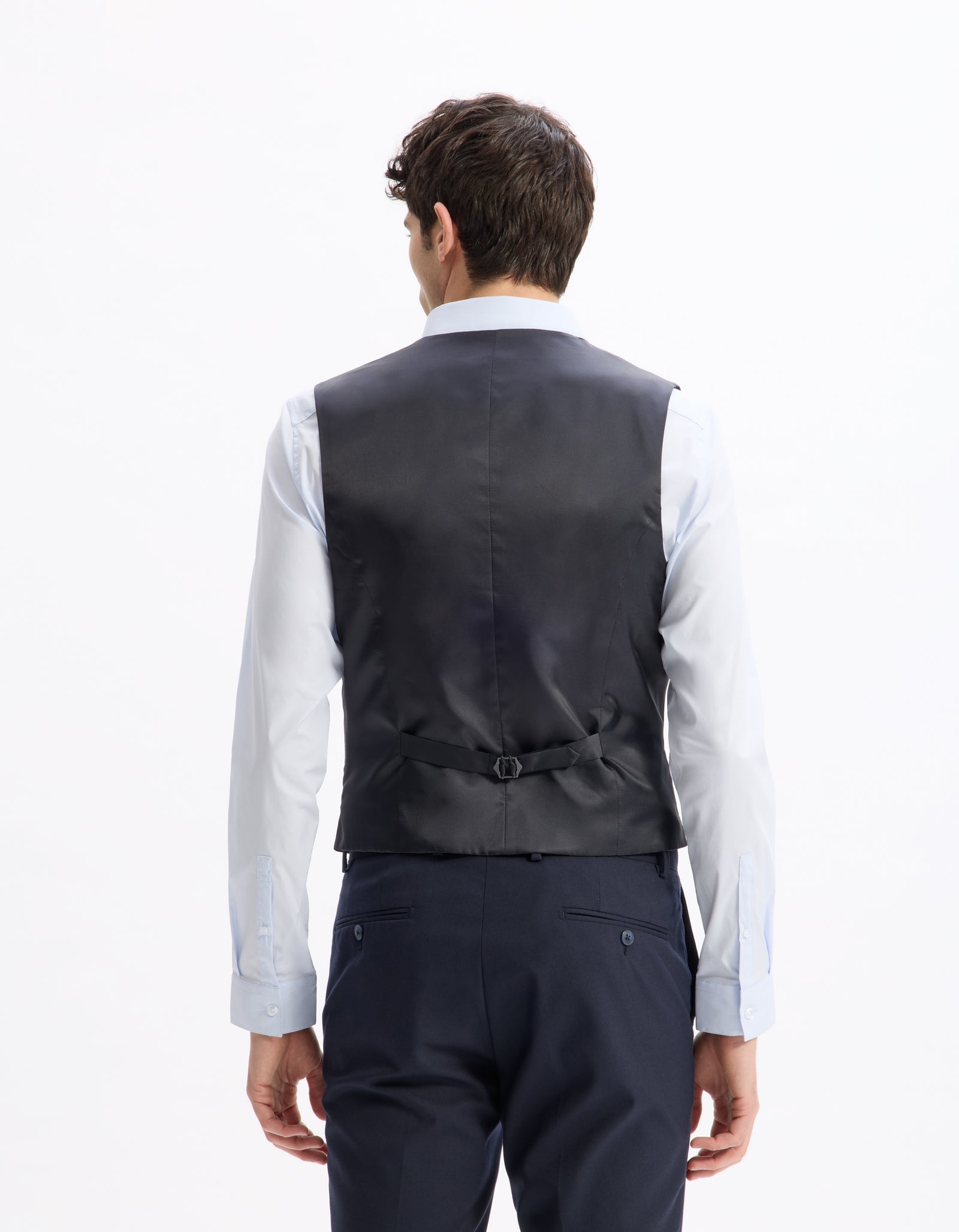 Celio* Men Blue Solid Regular Fit Polyester Blend Waistcoat