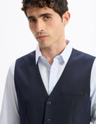 Celio* Men Blue Solid Regular Fit Polyester Blend Waistcoat