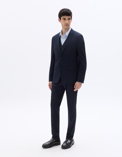 Celio* Men Blue Solid Regular Fit Polyester Blend Waistcoat