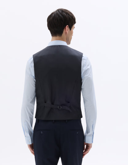 Celio* Men Blue Solid Regular Fit Polyester Blend Waistcoat