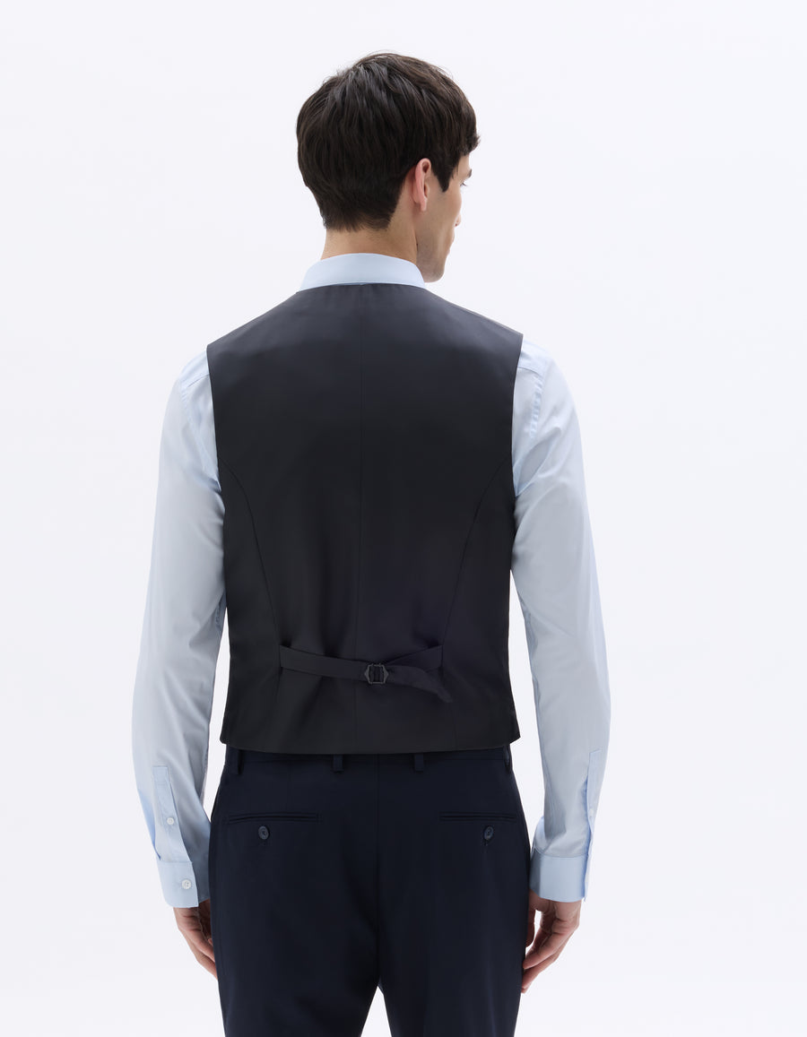 Celio* Men Blue Solid Regular Fit Polyester Blend Waistcoat