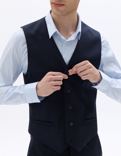 Celio* Men Blue Solid Regular Fit Polyester Blend Waistcoat