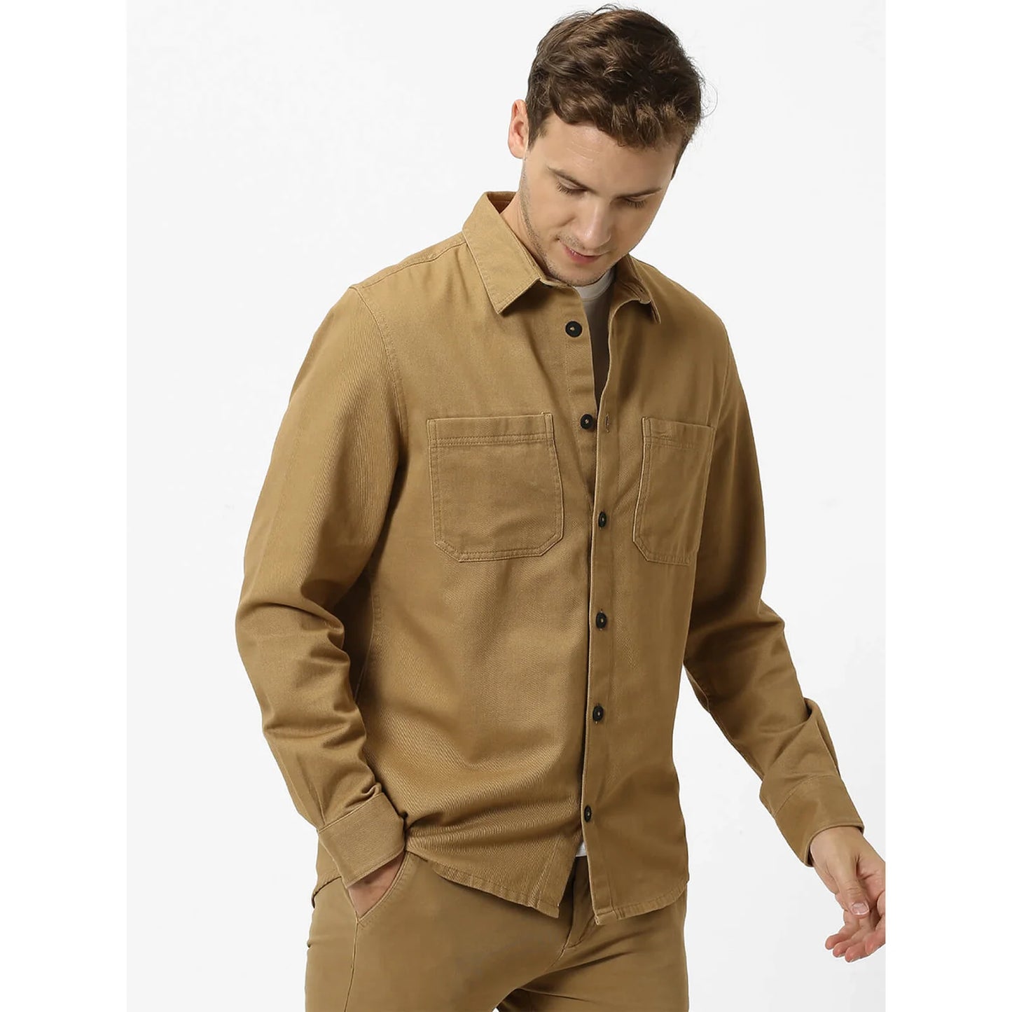 Green Solid Cotton Shirt