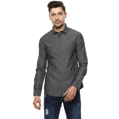 Grey Solid Cotton Shirt