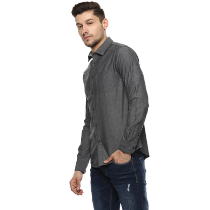 Grey Solid Cotton Shirt