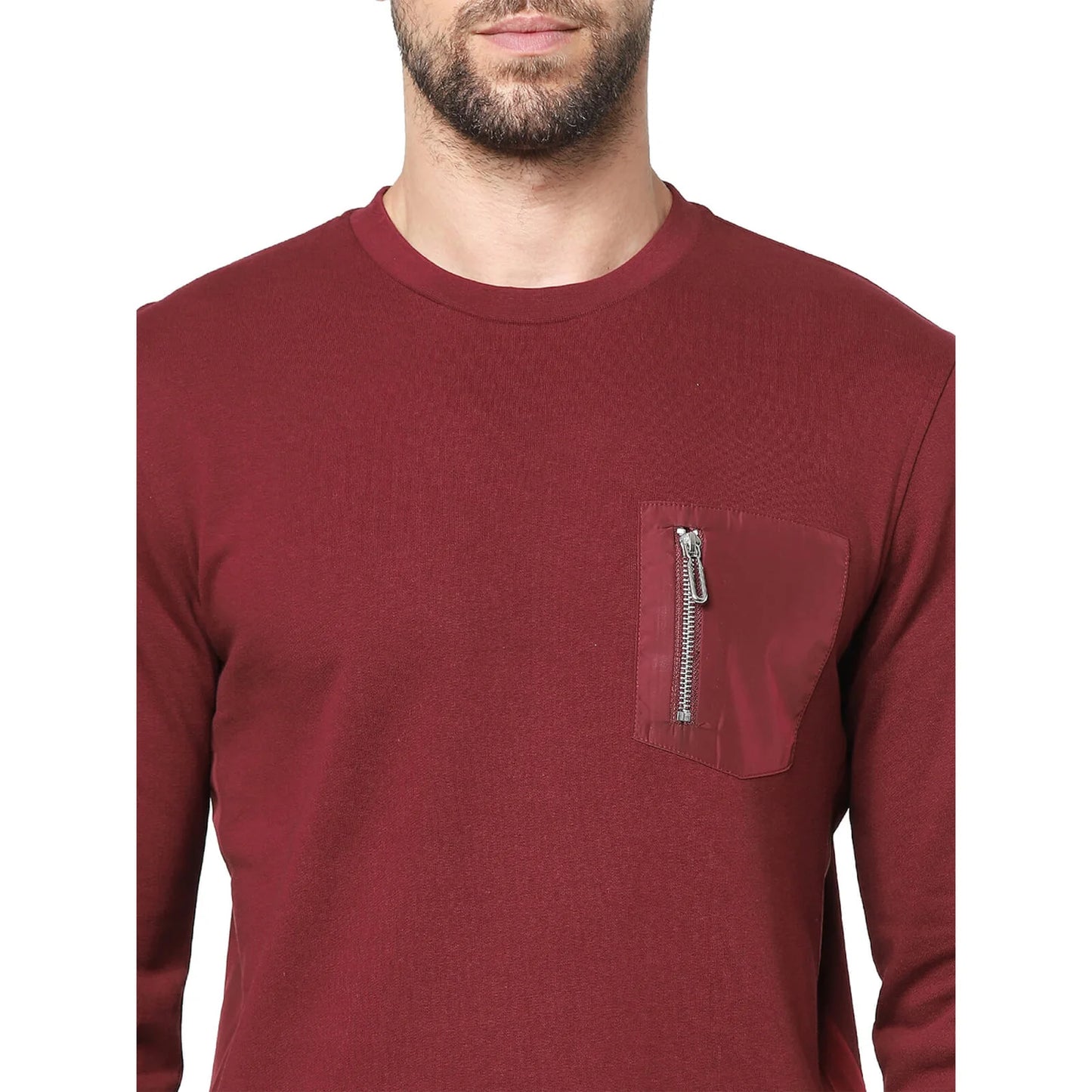 Red Solid Cotton Sweatshirt