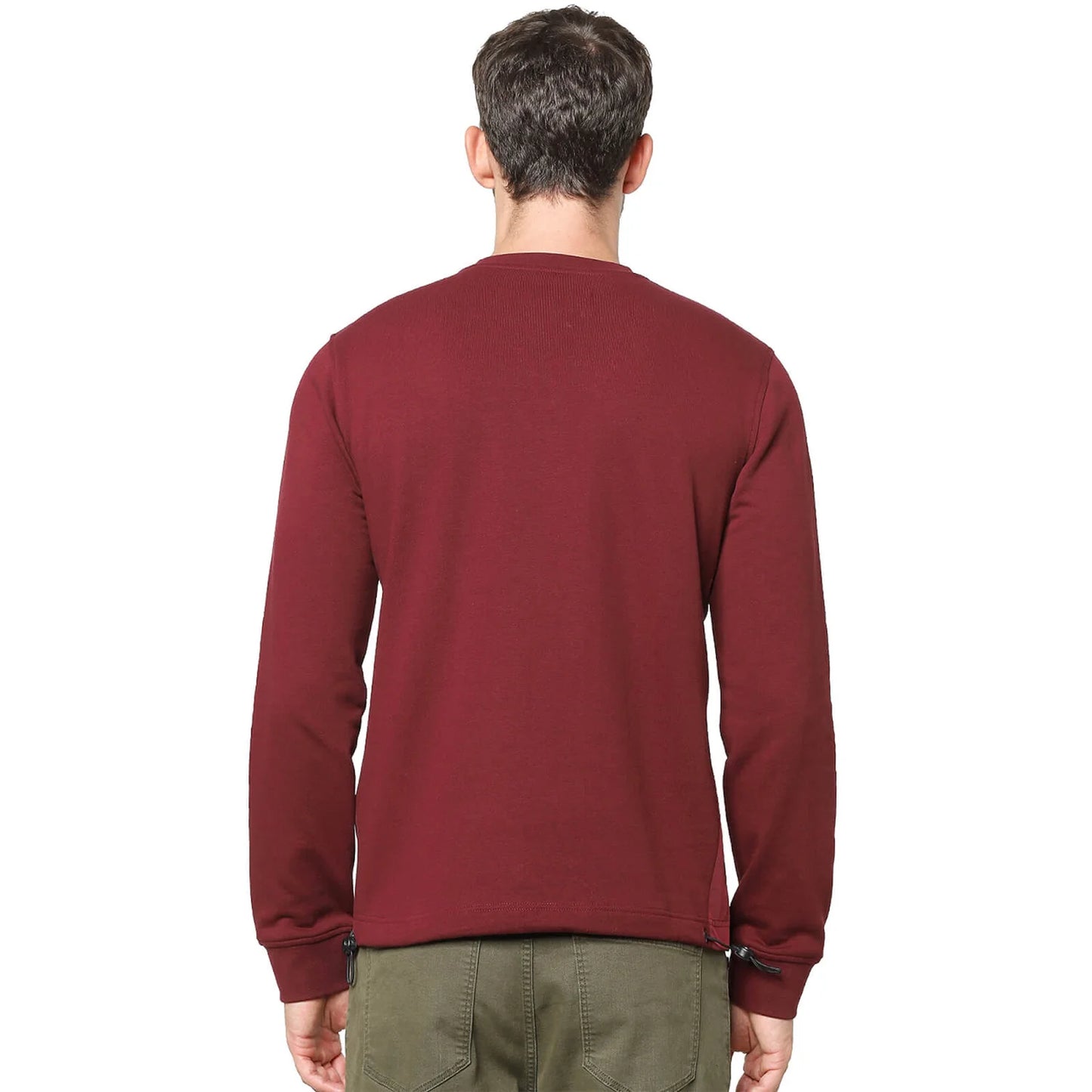 Red Solid Cotton Sweatshirt