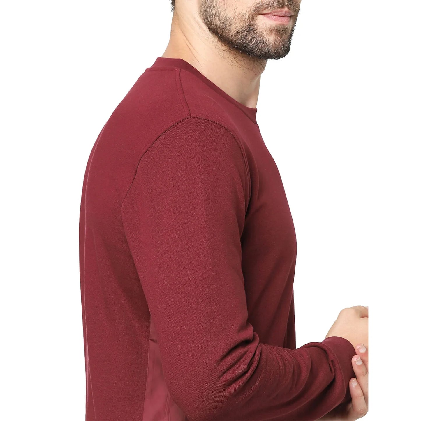 Red Solid Cotton Sweatshirt