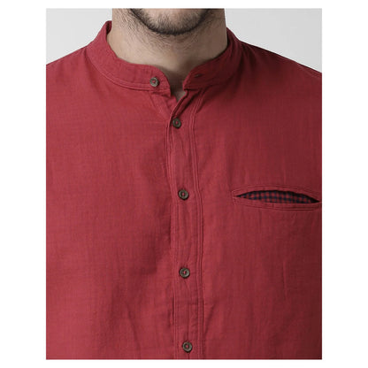 Red Solid Cotton Shirt