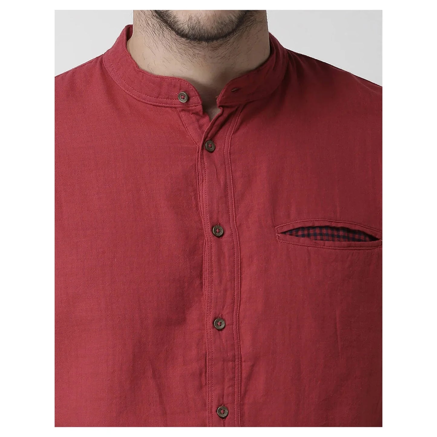 Red Solid Cotton Shirt