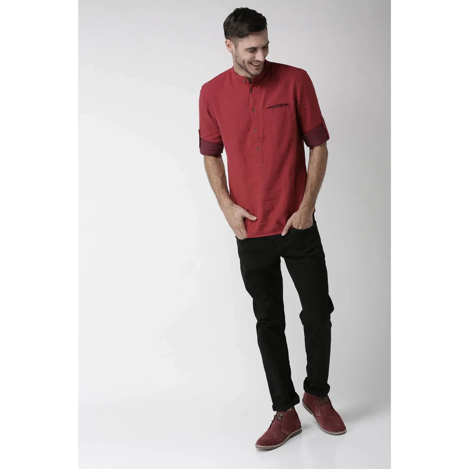 Red Solid Cotton Shirt