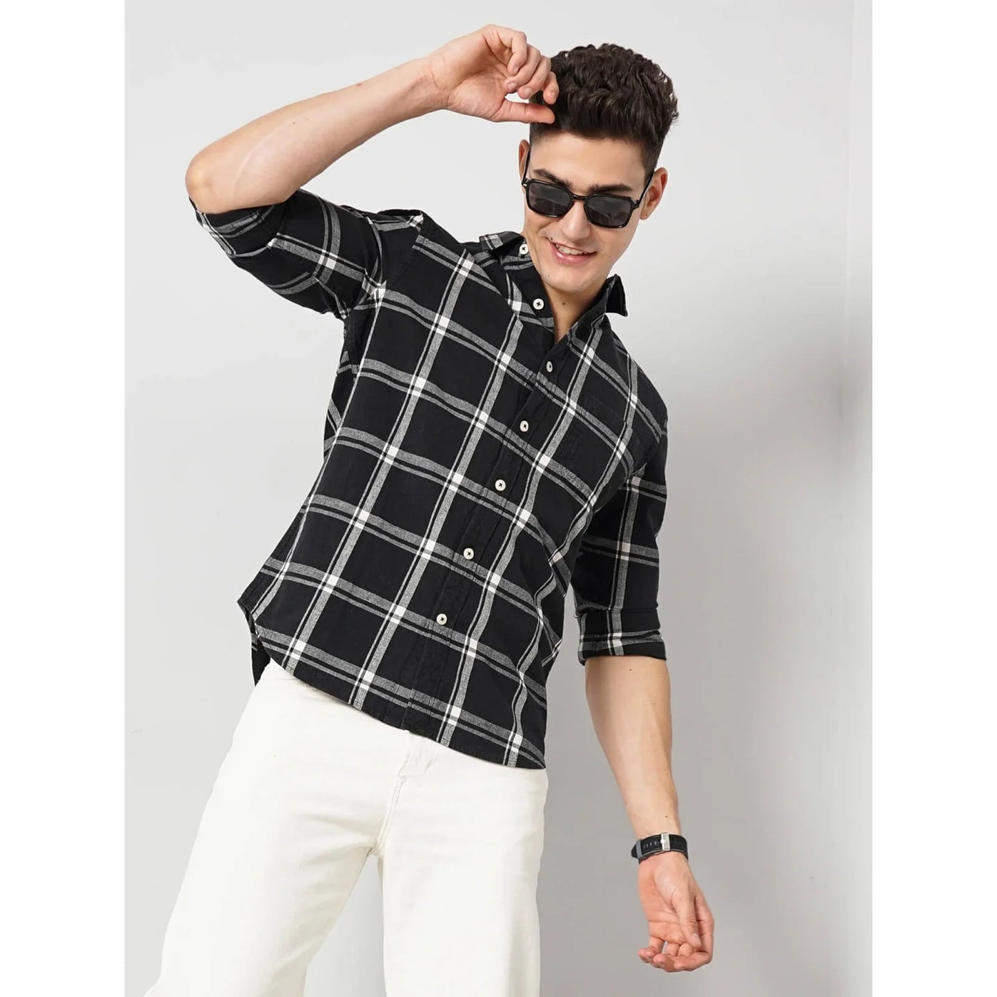 Cream Checks Linen Shirt