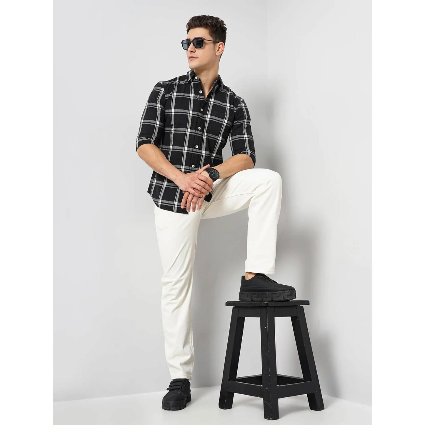 Cream Checks Linen Shirt