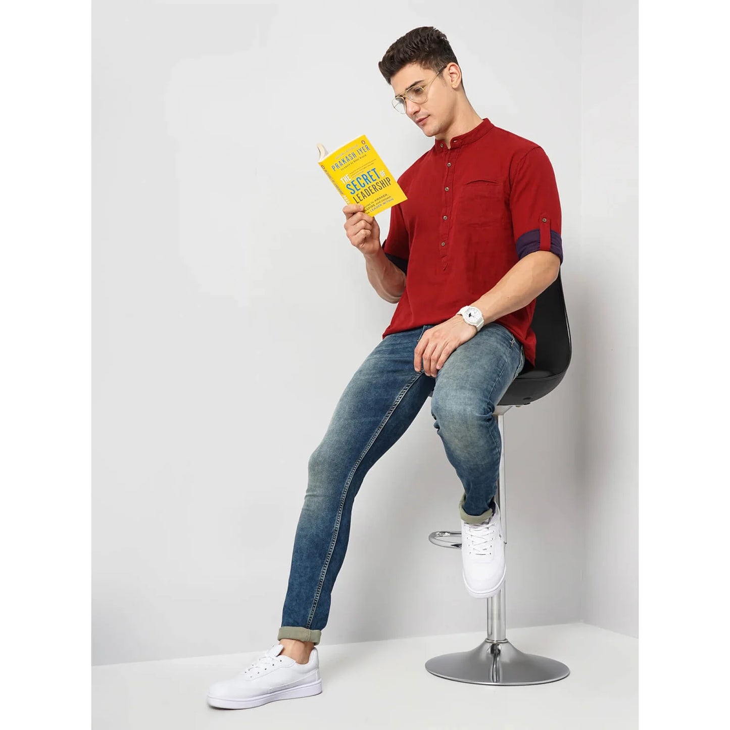 Celio* Solid Regular Fit Cotton Red Shirt