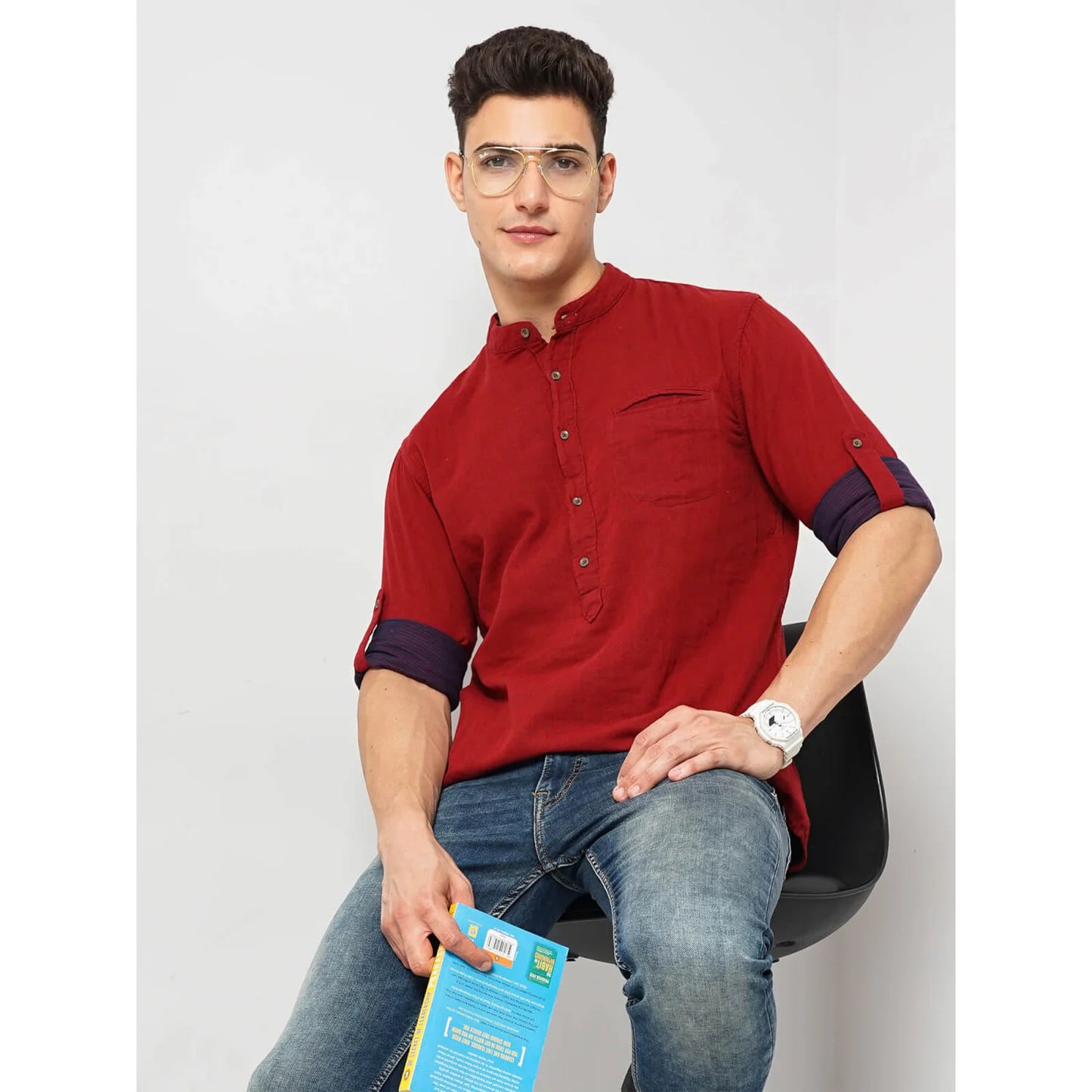 Celio* Solid Regular Fit Cotton Red Shirt