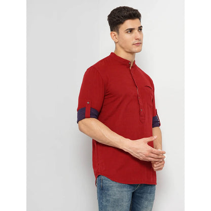 Celio* Solid Regular Fit Cotton Red Shirt