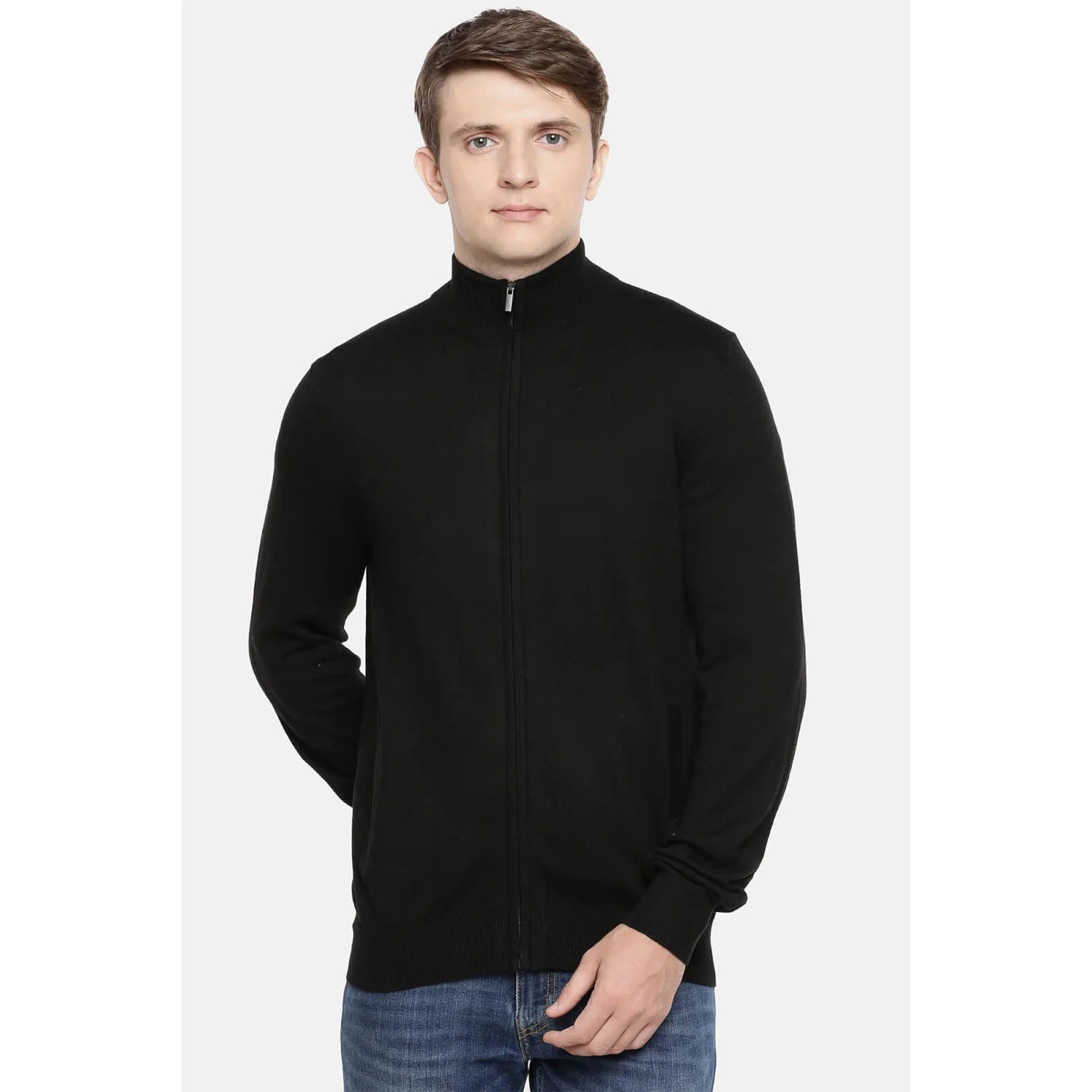 Black Solid Cotton Sweatshirt