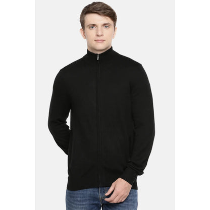 Black Solid Cotton Sweatshirt