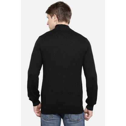 Black Solid Cotton Sweatshirt