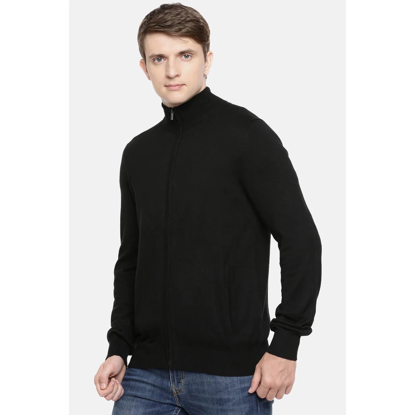 Black Solid Cotton Sweatshirt