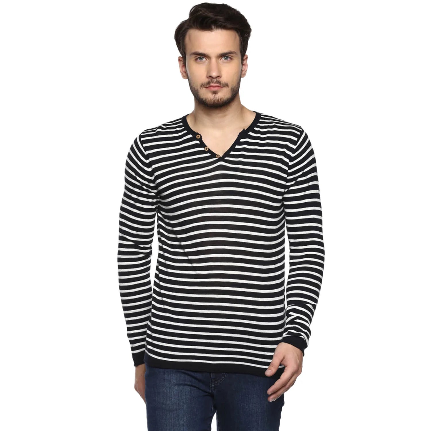 Blue Striped Cotton T-shirt