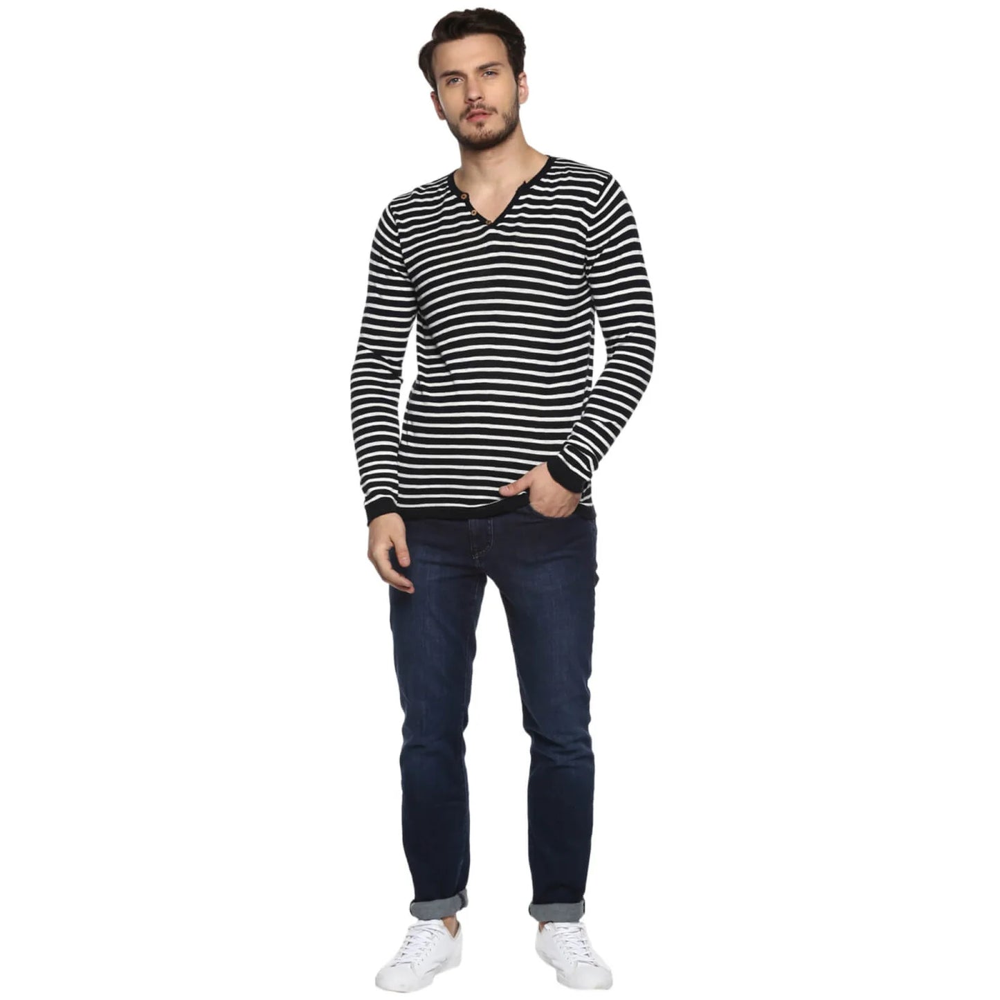 Blue Striped Cotton T-shirt