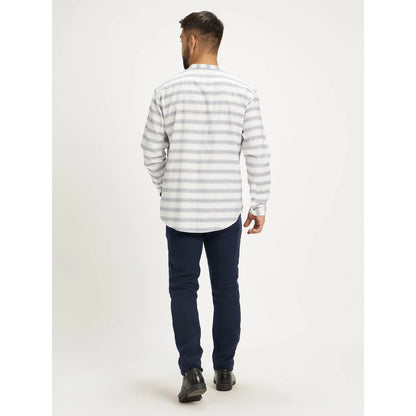 Blue Striped Cotton Blend Shirt