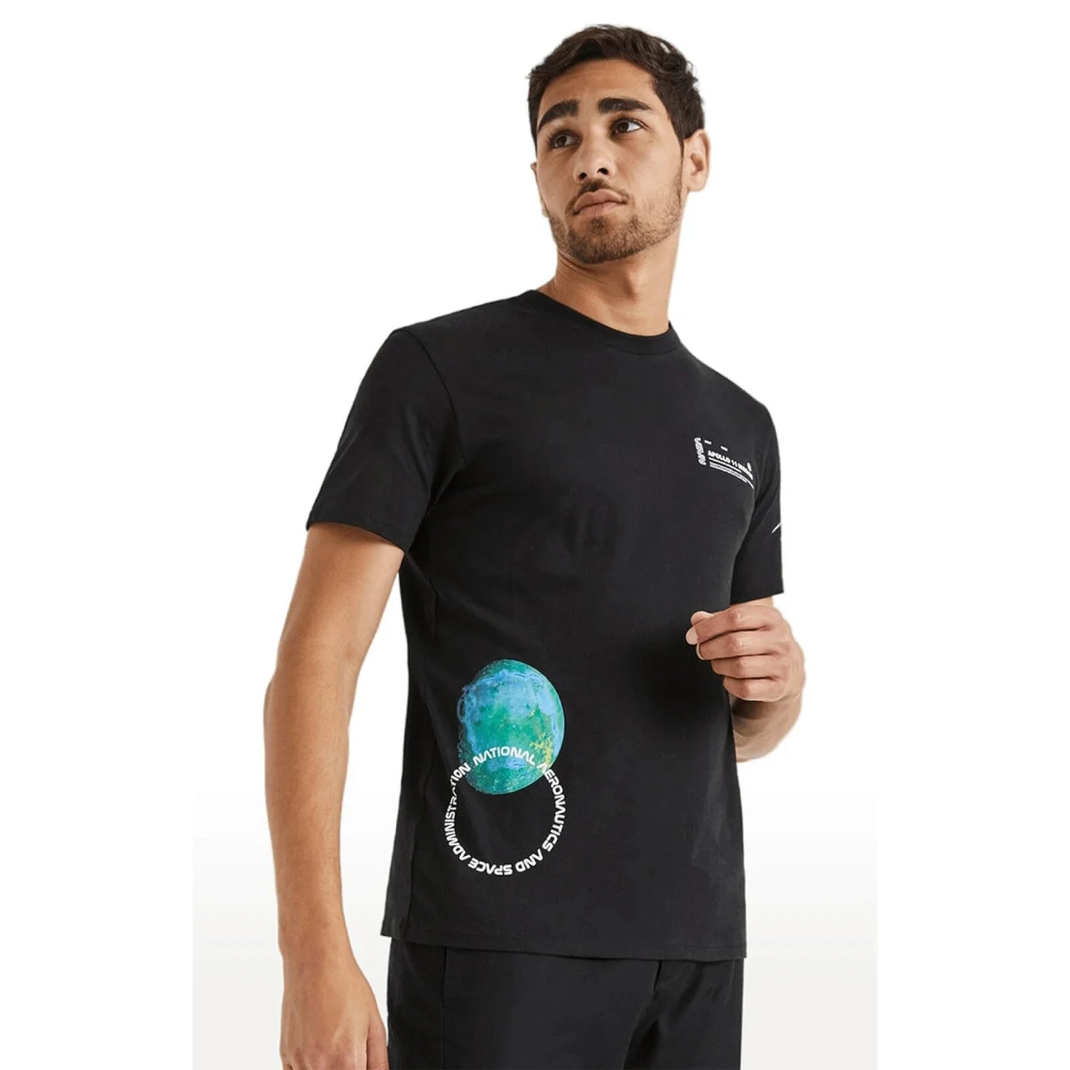 Nasa - Black Printed Cotton T-Shirt