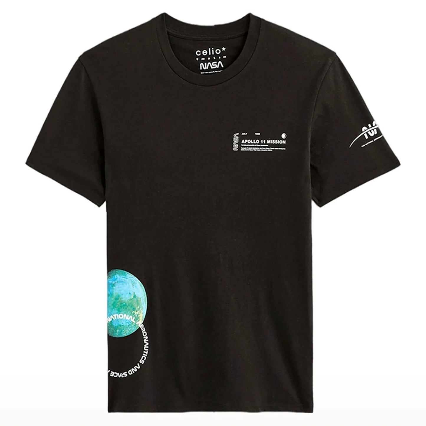 Nasa - Black Printed Cotton T-Shirt