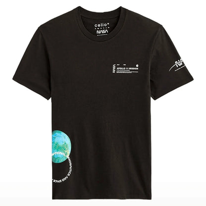 Nasa - Black Printed Cotton T-Shirt