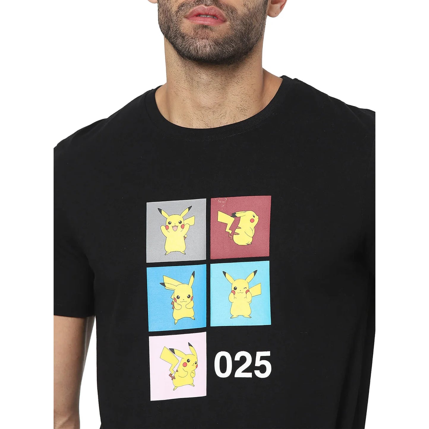 Pokemon- Black Printed Cotton T-Shirt