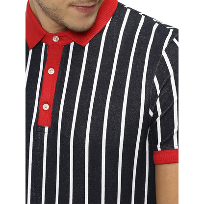 Blue Striped Cotton Polo