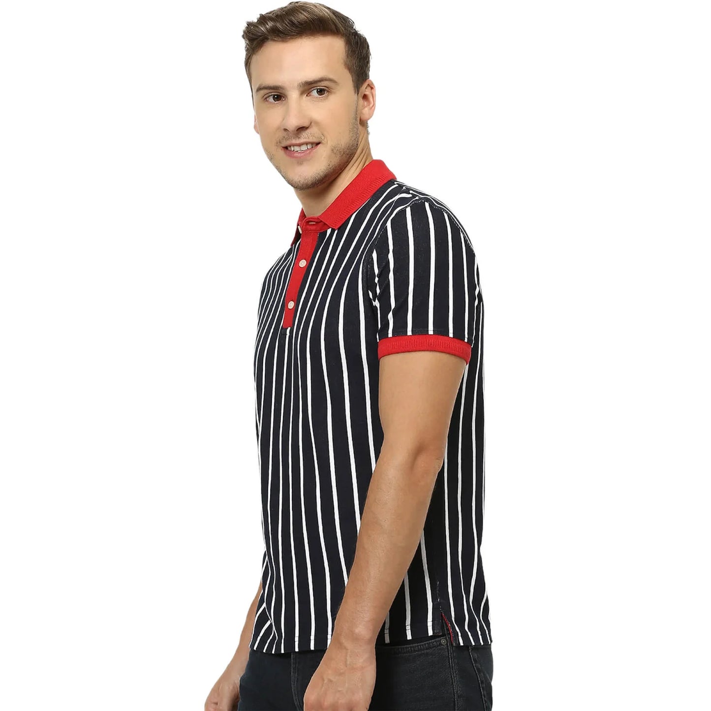 Blue Striped Cotton Polo