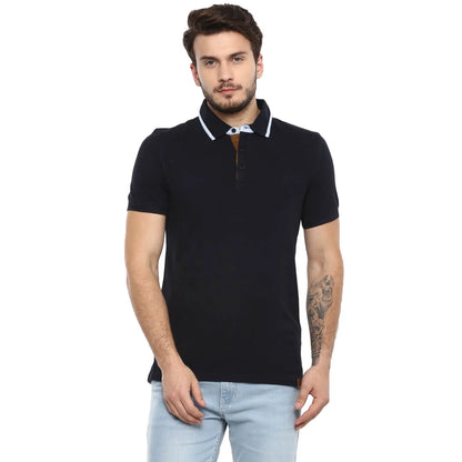 Celio* Solid Regular Fit Cotton Navy Blue T-Shirt