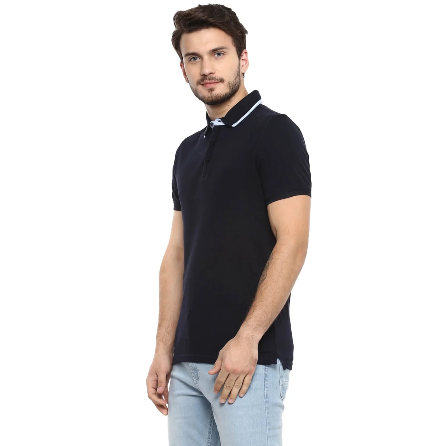 Celio* Solid Regular Fit Cotton Navy Blue T-Shirt
