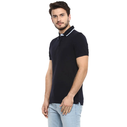 Celio* Solid Regular Fit Cotton Navy Blue T-Shirt