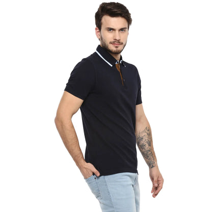Celio* Solid Regular Fit Cotton Navy Blue T-Shirt