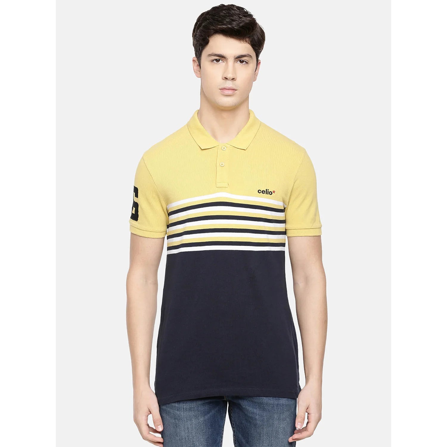 Yellow Striped Cotton Polo